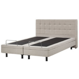 Beliani Adjustable Bed Fabric Duke 160 X 200 Cm (Eu King Size) Beige - thumbnail 5