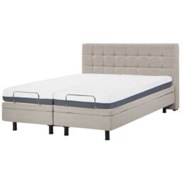 Beliani Adjustable Bed Fabric Duke 160 X 200 Cm (Eu King Size) Beige - thumbnail 6