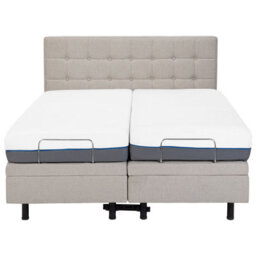 Beliani Adjustable Bed Fabric Duke 160 X 200 Cm (Eu King Size) Beige - thumbnail 7