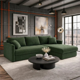 Orea Modern L Shape Sofa Bed With 2 Storage Compartments Reversible Fabric Corner Settee Sleep Function 227X150Cm Green Right
