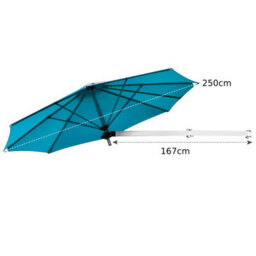 Costway Wall-Mounted Umbrella Water-Proof Cantilever Parasols Tilting Sunshade Umbrella W/ Adjustable Pole - thumbnail 2