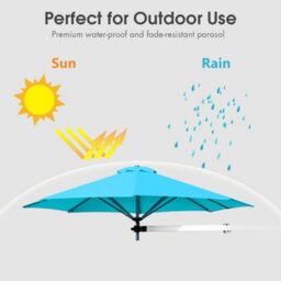 Costway Wall-Mounted Umbrella Water-Proof Cantilever Parasols Tilting Sunshade Umbrella W/ Adjustable Pole - thumbnail 5