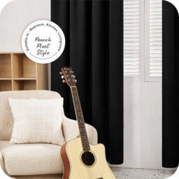 Deconovo Thermal Insulated Blackout Curtains Energy Saving Curtains Pencil Pleat Noise Reducing 42 X 54 Inch Black 2 Panels - thumbnail 2