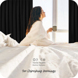 Deconovo Thermal Insulated Blackout Curtains Energy Saving Curtains Pencil Pleat Noise Reducing 42 X 54 Inch Black 2 Panels - thumbnail 3