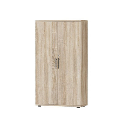 Oak Storage Cabinet 2 Door Lockable Office Cupboard Utility - image 1