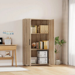 Oak Storage Cabinet 2 Door Lockable Office Cupboard Utility - thumbnail 6