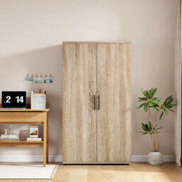 Oak Storage Cabinet 2 Door Lockable Office Cupboard Utility - thumbnail 2