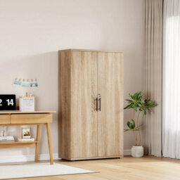 Oak Storage Cabinet 2 Door Lockable Office Cupboard Utility - thumbnail 5