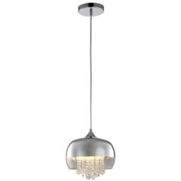 Milagro Luna Pendant 21Cm 1Xe14 Designer Light Crafted From A Chrome Fitting And Glass Shades With Suspended Crystals - thumbnail 6