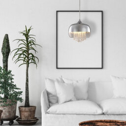 Milagro Luna Pendant 21Cm 1Xe14 Designer Light Crafted From A Chrome Fitting And Glass Shades With Suspended Crystals - thumbnail 7