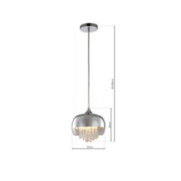 Milagro Luna Pendant 21Cm 1Xe14 Designer Light Crafted From A Chrome Fitting And Glass Shades With Suspended Crystals - thumbnail 8