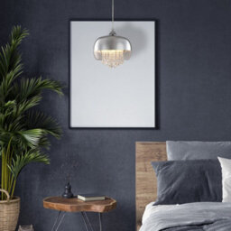 Milagro Luna Pendant 21Cm 1Xe14 Designer Light Crafted From A Chrome Fitting And Glass Shades With Suspended Crystals - thumbnail 4