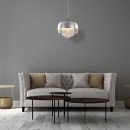 Milagro Luna Pendant 21Cm 1Xe14 Designer Light Crafted From A Chrome Fitting And Glass Shades With Suspended Crystals - thumbnail 1