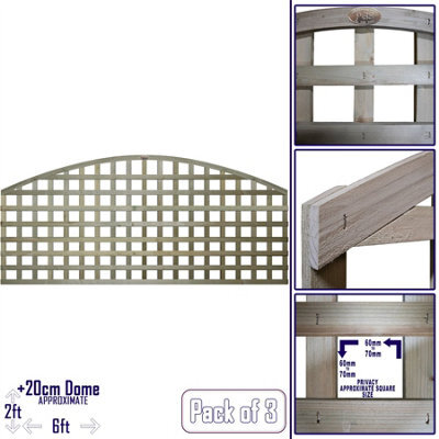 Premier Garden Supplies Arch Top Wooden Trellis Panel 6Ft X 2Ft (3 Pack) Privacy Square Lattice Fencing Topper Extension For Climbing Plant Support - image 1