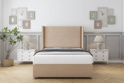 "Comfort Madrid Pebble Plush Divan Bed Set No Drawers - 54"" Wingback 5' King" - image 1