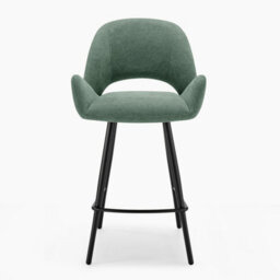 Furniturebox Uk 2X Layla Green Fabric Bar Chairs - thumbnail 4