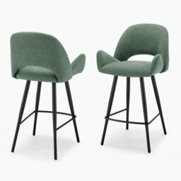 Furniturebox Uk 2X Layla Green Fabric Bar Chairs - thumbnail 3