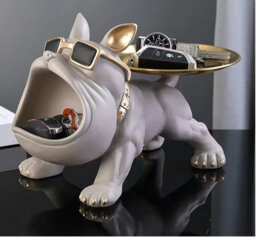 30Cm Home Decor Bulldog Figurine Dog Statue Storage Box Animal Ornament Resin Craft Art Sculpture Figurine Home Puppy Sculpture - thumbnail 1