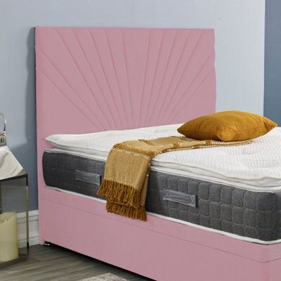 "Urban Textures Luxury 20"" High Velvet Fabric Upholstered Sunrise Bed Headboard - Pink" - image 1