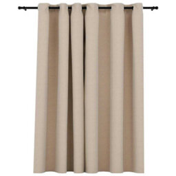 Walplus Linen-Look Blackout Curtain With Grommets Beige 290X245Cm - thumbnail 2