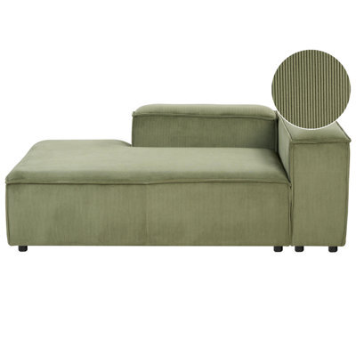 Beliani Right-Hand Chaise Longue Ardal Corduroy Green - image 1