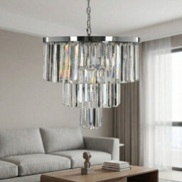 Garden Greatness Hanging Chrome Prism Drop Cascade Chandelier - thumbnail 2