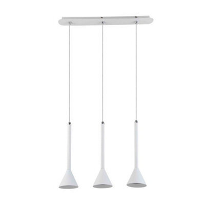 Luminosa Lighting Luminosa Modern Hanging Pendant White 3 Light  With White Shade Led, Gu10