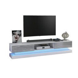 Tv Unit 180Cm Sideboard Cabinet Cupboard Tv Stand Living Room High Gloss Doors - White & Grey - thumbnail 4