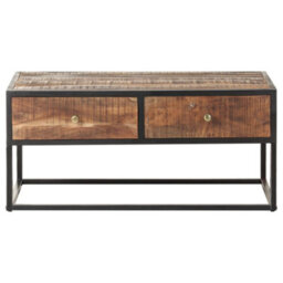 Berkfield Industrial Coffee Table 90X50X40 Cm Rough Acacia Wood - thumbnail 3