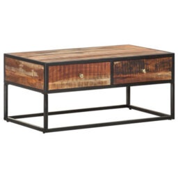 Berkfield Industrial Coffee Table 90X50X40 Cm Rough Acacia Wood - thumbnail 7