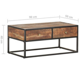 Berkfield Industrial Coffee Table 90X50X40 Cm Rough Acacia Wood - thumbnail 6