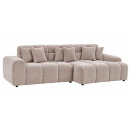Furnishings For Less UK Jenson Beige Right Hand Facing Plush Velvet Corner Sofa With Chaise - thumbnail 1