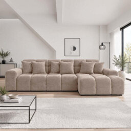 Furnishings For Less UK Jenson Beige Right Hand Facing Plush Velvet Corner Sofa With Chaise - thumbnail 4