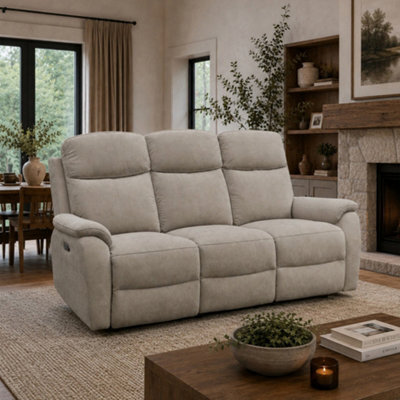 Aspire Richmond 3 Seater Power Recliner Sofa, Chenille Natural - image 1