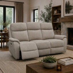 Aspire Richmond 3 Seater Power Recliner Sofa, Chenille Natural - thumbnail 2