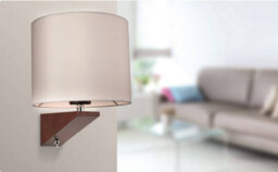 Luminosa Lighting Luminosa Alpine 1 Light Indoor Wall Light (Switched) Dark Walnut, Cream Shade, E27 - thumbnail 2