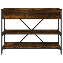 Berkfield Console Table With Drawers And Shelves Smoked Oak Engineered Wood - thumbnail 6