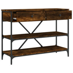 Berkfield Console Table With Drawers And Shelves Smoked Oak Engineered Wood - thumbnail 5