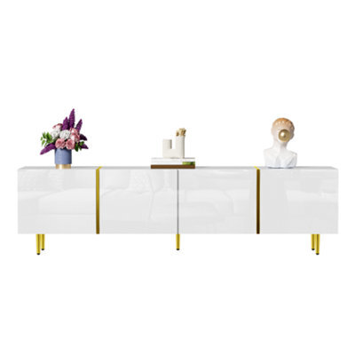 Matteo Modern High-Gloss White Tv Unit With 4 Soft-Close Doors, 170Cm Wide - image 1