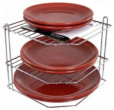 Buckingham 3 Tier Corner Plate Kitchen Cupboard Organiser Tidy Storage Rack 23Cm Chrome Plated - image 1