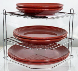 Buckingham 3 Tier Corner Plate Kitchen Cupboard Organiser Tidy Storage Rack 23Cm Chrome Plated - thumbnail 2