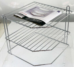 Buckingham 3 Tier Corner Plate Kitchen Cupboard Organiser Tidy Storage Rack 23Cm Chrome Plated - thumbnail 3