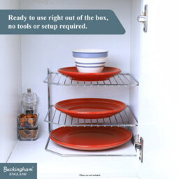 Buckingham 3 Tier Corner Plate Kitchen Cupboard Organiser Tidy Storage Rack 23Cm Chrome Plated - thumbnail 6