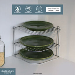 Buckingham 3 Tier Corner Plate Kitchen Cupboard Organiser Tidy Storage Rack 23Cm Chrome Plated - thumbnail 4