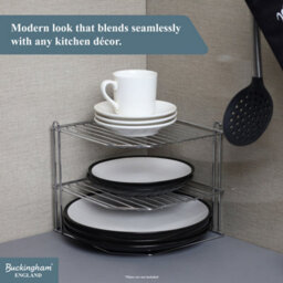 Buckingham 3 Tier Corner Plate Kitchen Cupboard Organiser Tidy Storage Rack 23Cm Chrome Plated - thumbnail 5
