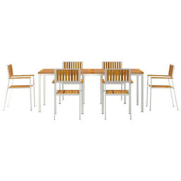 Berkfield Garden Dining Set 7 Pcs Brown Solid Acacia Wood - thumbnail 7
