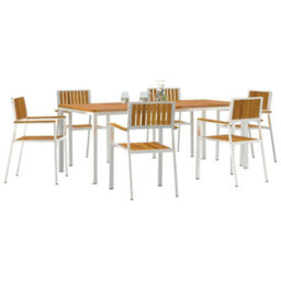 Berkfield Garden Dining Set 7 Pcs Brown Solid Acacia Wood - thumbnail 3