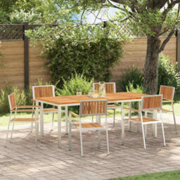 Berkfield Garden Dining Set 7 Pcs Brown Solid Acacia Wood - thumbnail 1