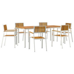Berkfield Garden Dining Set 7 Pcs Brown Solid Acacia Wood - thumbnail 2