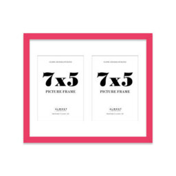 12X10 Inch 2 Opening Photo Collage Frame, Display Two 7X5 Inch Photos, Multi Aperture Family Picture Frame, Bright Pink - thumbnail 2